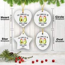 Load image into Gallery viewer, Avocado couple Ornament, Personalized Engagement Gift, Just Married, First Christmas Together, Newlywed, Anniversary Christmas Gift