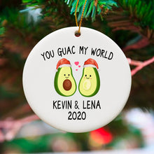 Load image into Gallery viewer, Avocado couple Ornament, You Guac My World, Personalized Engagement Gift, Married, First Christmas Together, Anniversary Christmas Gift