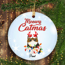Load image into Gallery viewer, Meowy Catmas Personalized Cat Decorative Christmas Ornament Cat Lover Gift, Personalized Christmas Ornament, Custom Cat Name Christmas Ornament