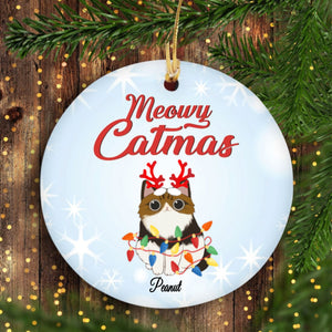 Meowy Catmas Personalized Cat Decorative Christmas Ornament Cat Lover Gift, Personalized Christmas Ornament, Custom Cat Name Christmas Ornament