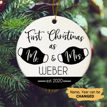 Load image into Gallery viewer, Personalized Our First Christmas As Mr. and Mrs. 2020 Ornament, Custom Name Christmas Ornament