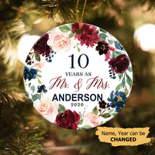 Load image into Gallery viewer, Personalized Years As Mr. and Mrs. Ornament, Custom Name Christmas Ornament