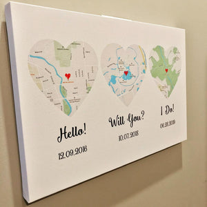 Hello – Will You – I Do – Standard Style – Premium Map Canvas, Poster