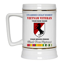 Load image into Gallery viewer, 11TH ARMORED CAVALRY REGIMENT BEER STEIN 22oz GOLD TRIM BEER STEIN