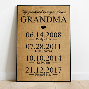 Personalized Gift for Grandma - Premium Canvas, Poster