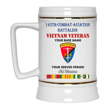 Load image into Gallery viewer, 145TH COMBAT AVIATION BATTALION BEER STEIN 22oz GOLD TRIM BEER STEIN