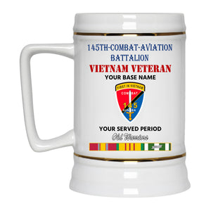 145TH COMBAT AVIATION BATTALION BEER STEIN 22oz GOLD TRIM BEER STEIN