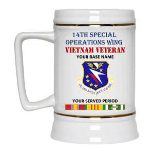 14TH SPECIAL OPERATIONS WING BEER STEIN 22oz GOLD TRIM BEER STEIN