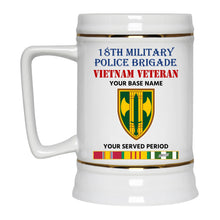 Load image into Gallery viewer, 18TH MILITARY POLICE BRIGADE BEER STEIN 22oz GOLD TRIM BEER STEIN