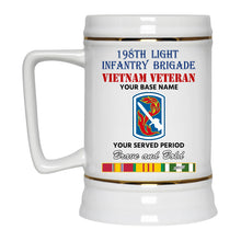 Load image into Gallery viewer, 198TH LIGHT INFANTRY BRIGADE BEER STEIN 22oz GOLD TRIM BEER STEIN