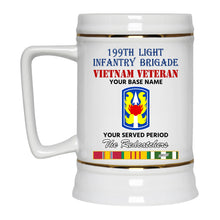 Load image into Gallery viewer, 199TH LIGHT INFANTRY BRIGADE BEER STEIN 22oz GOLD TRIM BEER STEIN