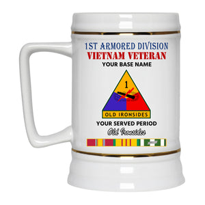 1ST ARMORED DIVISION BEER STEIN 22oz GOLD TRIM BEER STEIN