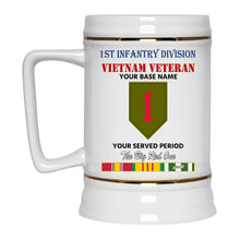 Load image into Gallery viewer, 1ST INFANTRY DIVISION BEER STEIN 22oz GOLD TRIM BEER STEIN