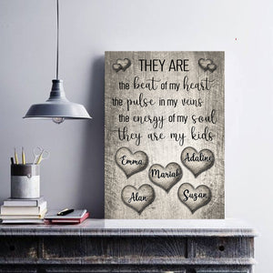 PERSONALIZED "THEY ARE THE BEAT OF MY HEART" - PREMIUM CANVAS, POSTER