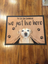 Load image into Gallery viewer, WE JUST LIVE HERE - FUNNY CUSTOM PET DOORMAT