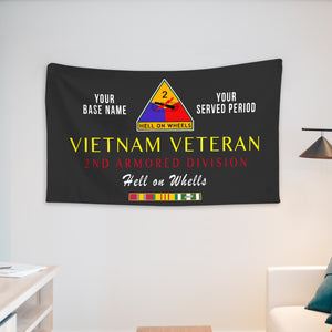 2ND ARMORED DIVISION WALL FLAG VERTICAL HORIZONTAL 36 x 60 INCHES WALL FLAG