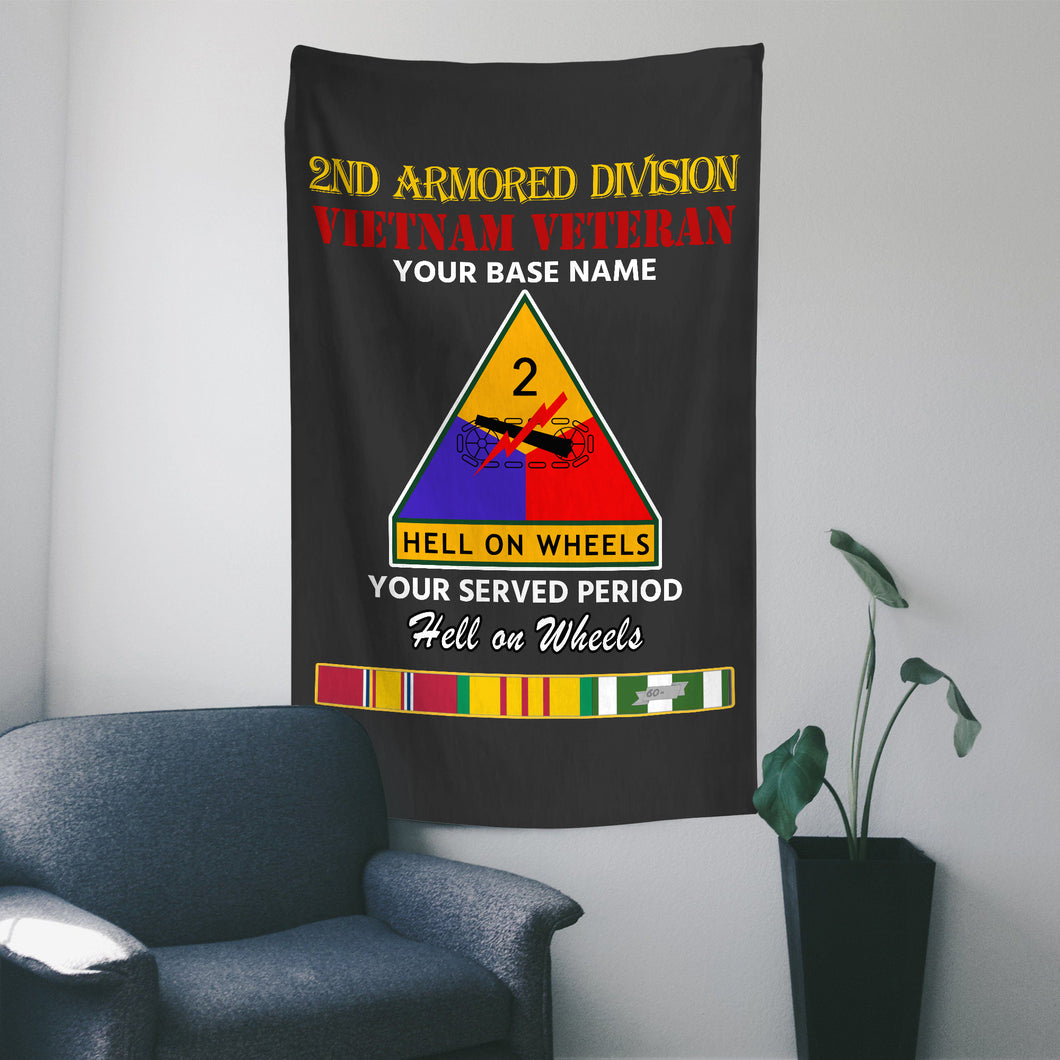 2ND ARMORED DIVISION WALL FLAG VERTICAL HORIZONTAL 36 x 60 INCHES WALL FLAG