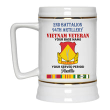 Load image into Gallery viewer, 2ND BATTALION 94TH ARTILLERY BEER STEIN 22oz GOLD TRIM BEER STEIN