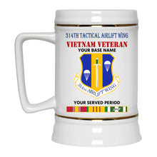 Load image into Gallery viewer, 314TH TACTICAL AIRLIFT WING BEER STEIN 22oz GOLD TRIM BEER STEIN