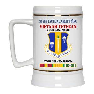 314TH TACTICAL AIRLIFT WING BEER STEIN 22oz GOLD TRIM BEER STEIN