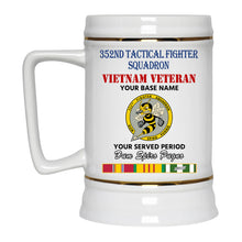 Load image into Gallery viewer, 352ND TACTICAL FIGHTER SQUADRON BEER STEIN 22oz GOLD TRIM BEER STEIN