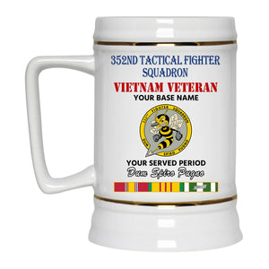 352ND TACTICAL FIGHTER SQUADRON BEER STEIN 22oz GOLD TRIM BEER STEIN