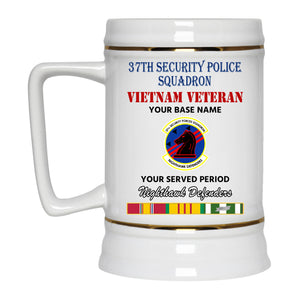 37TH SECURITY POLICE SQUADRON BEER STEIN 22oz GOLD TRIM BEER STEIN