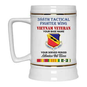 388TH TACTICAL FIGHTER WING BEER STEIN 22oz GOLD TRIM BEER STEIN