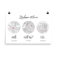 Load image into Gallery viewer, Hello, Will You, I Do, Map Art Print, Anniversary Wedding Gift - Premium Canvas, Poster