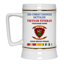 Load image into Gallery viewer, 3RD COMBAT ENGINEER BATTALION BEER STEIN 22oz GOLD TRIM BEER STEIN