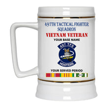 Load image into Gallery viewer, 497TH TACTICAL FIGHTER SQUADRON BEER STEIN 22oz GOLD TRIM BEER STEIN