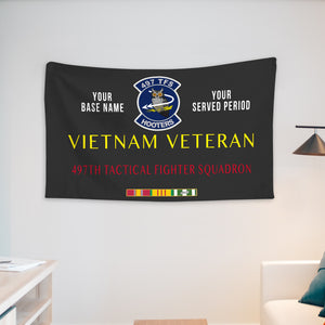 497TH TACTICAL FIGHTER SQUADRON WALL FLAG VERTICAL HORIZONTAL 36 x 60 INCHES WALL FLAG