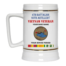 Load image into Gallery viewer, 4TH BATTALION 60TH ARTILLERY BEER STEIN 22oz GOLD TRIM BEER STEIN