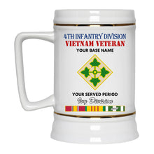 Load image into Gallery viewer, 4TH INFANTRY DIVISION BEER STEIN 22oz GOLD TRIM BEER STEIN