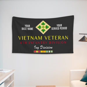 4TH INFANTRY DIVISION WALL FLAG VERTICAL HORIZONTAL 36 x 60 INCHES WALL FLAG
