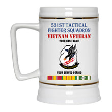 Load image into Gallery viewer, 531ST TACTICAL FIGHTER SQUADRON BEER STEIN 22oz GOLD TRIM BEER STEIN