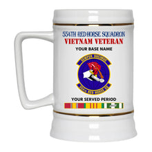 Load image into Gallery viewer, 554TH RED HORSE SQUADRON BEER STEIN 22oz GOLD TRIM BEER STEIN