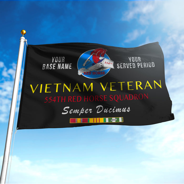 554TH RED HORSE SQUADRON FLAG DOUBLE-SIDED PRINTED 30
