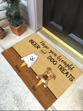Load image into Gallery viewer, HOPE YOU BROUGHT WINE/BEER AND DOG TREATS - CUSTOM FUNNY PET DOORMAT