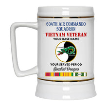 Load image into Gallery viewer, 604TH AIR COMMANDO SQUADRON BEER STEIN 22oz GOLD TRIM BEER STEIN