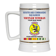 Load image into Gallery viewer, 609TH AIR COMMANDO SQUADRON BEER STEIN 22oz GOLD TRIM BEER STEIN