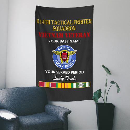 614TH TACTICAL FIGHTER SQUADRON WALL FLAG VERTICAL HORIZONTAL 36 x 60 INCHES WALL FLAG