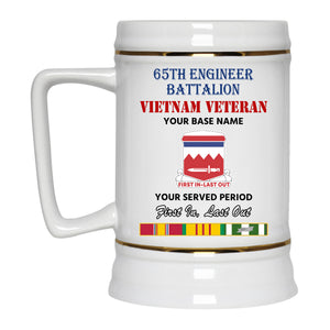 65TH ENGINEER BATTALION BEER STEIN 22oz GOLD TRIM BEER STEIN