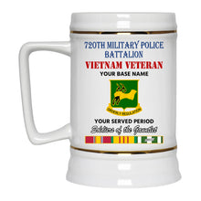 Load image into Gallery viewer, 720TH MILITARY POLICE BATTALION BEER STEIN 22oz GOLD TRIM BEER STEIN