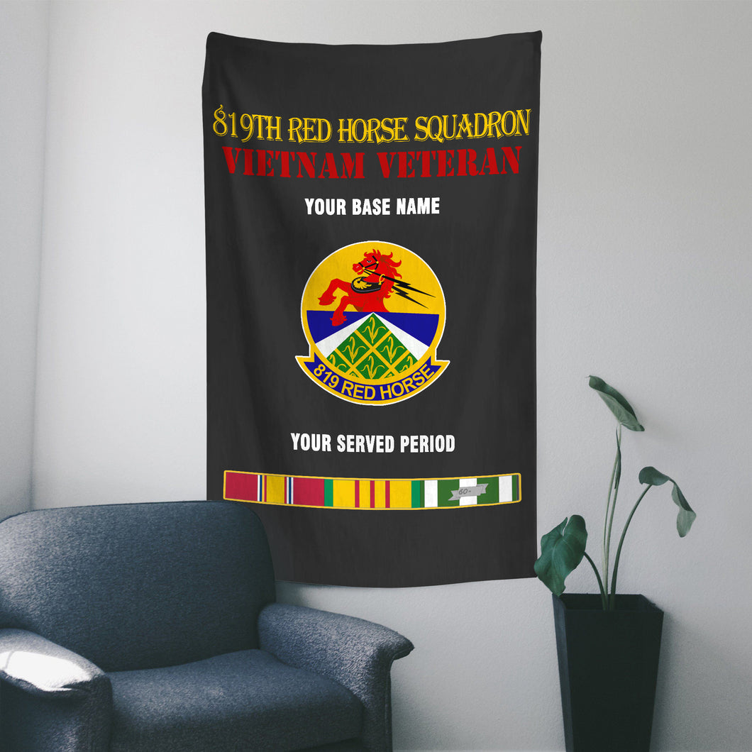 819TH RED HORSE SQUADRON WALL FLAG VERTICAL HORIZONTAL 36 x 60 INCHES WALL FLAG