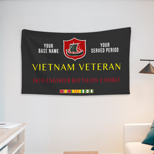 86TH ENGINEER BATTALION COMBAT WALL FLAG VERTICAL HORIZONTAL 36 x 60 INCHES WALL FLAG