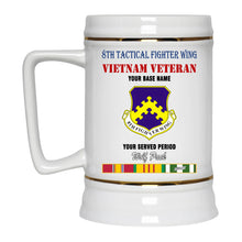 Load image into Gallery viewer, 8TH TACTICAL FIGHTER WING BEER STEIN 22oz GOLD TRIM BEER STEIN