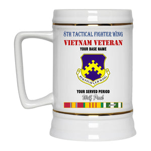 8TH TACTICAL FIGHTER WING BEER STEIN 22oz GOLD TRIM BEER STEIN