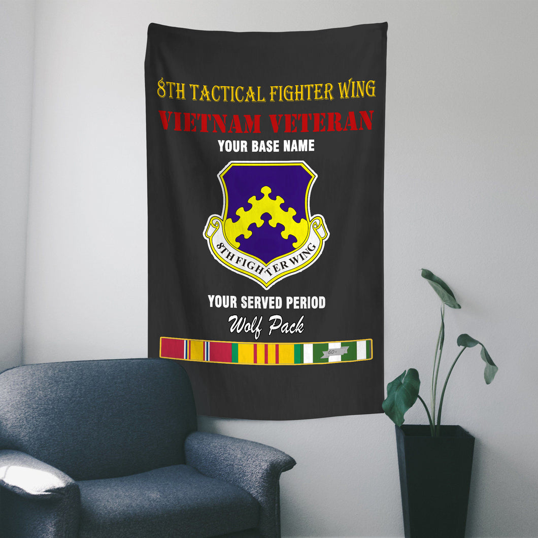 8TH TACTICAL FIGHTER WING WALL FLAG VERTICAL HORIZONTAL 36 x 60 INCHES WALL FLAG