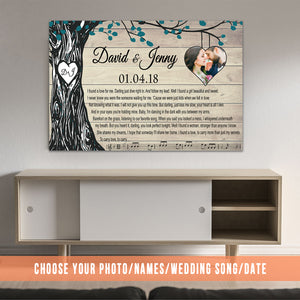 Custom Photo, Wedding Song, Names & Date - Meaningful Gift For Your Love! - Premium Canvas, Poster